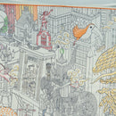 HERMES Carre 90 Scarf ""Animapolis"" Silk White Auth 172016SAM-3
