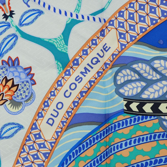 HERMES Carre 90 Scarf ""Duo Cosmique"" Silk Pink Auth 172020SAM