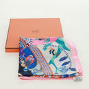 HERMES Carre 90 Scarf ""Duo Cosmique"" Silk Pink Auth 172020SAM-12