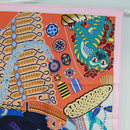 HERMES Carre 90 Scarf ""Duo Cosmique"" Silk Pink Auth 172020SAM-4
