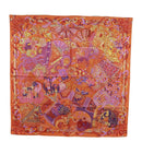 HERMES Carre 90 Scarf ""AU FIL DU CARRE"" Silk Orange Auth 172021M-1