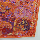 HERMES Carre 90 Scarf ""AU FIL DU CARRE"" Silk Orange Auth 172021M-10