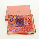 HERMES Carre 90 Scarf ""AU FIL DU CARRE"" Silk Orange Auth 172021M-12