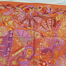 HERMES Carre 90 Scarf ""AU FIL DU CARRE"" Silk Orange Auth 172021M-3