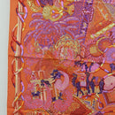 HERMES Carre 90 Scarf ""AU FIL DU CARRE"" Silk Orange Auth 172021M-5