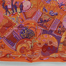 HERMES Carre 90 Scarf ""AU FIL DU CARRE"" Silk Orange Auth 172021M-9
