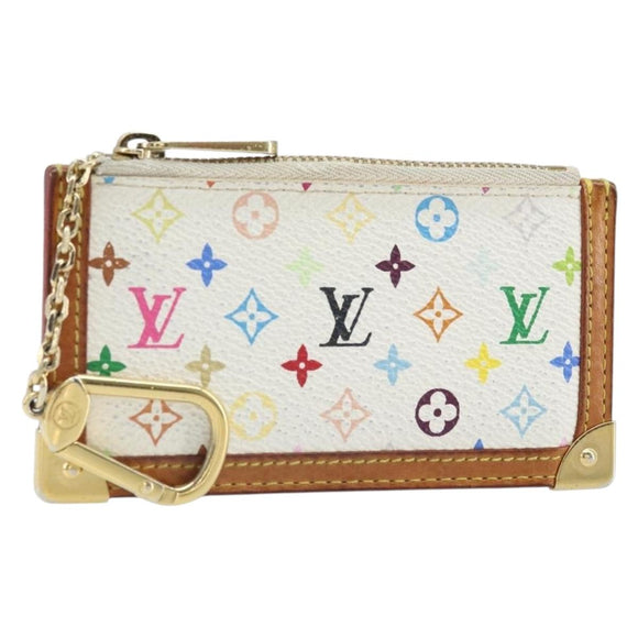 LOUIS VUITTON Monogram Multicolor Pochette Cles Purse White M92655 Auth 172025