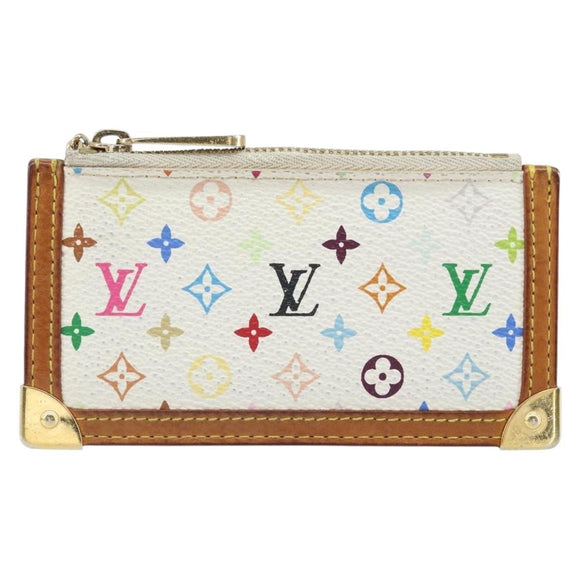 LOUIS VUITTON Monogram Multicolor Pochette Cles Purse White M92655 Auth 172025