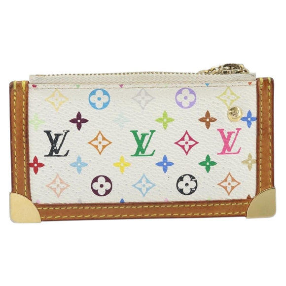 LOUIS VUITTON Monogram Multicolor Pochette Cles Purse White M92655 Auth 172025