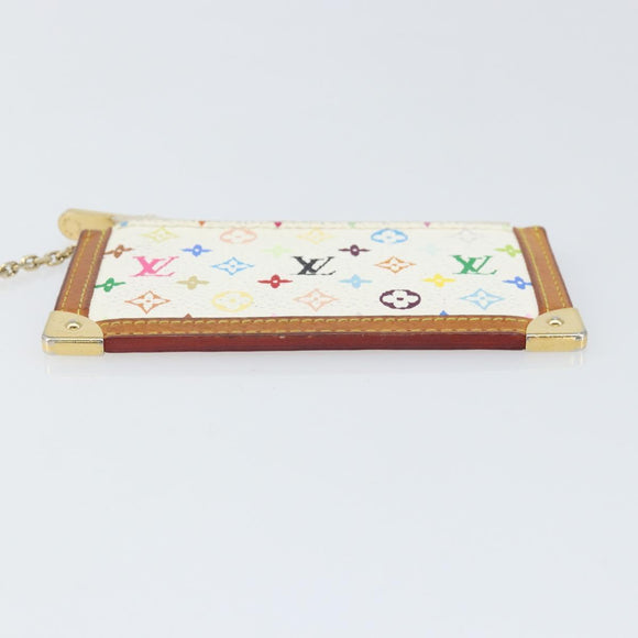 LOUIS VUITTON Monogram Multicolor Pochette Cles Purse White M92655 Auth 172025