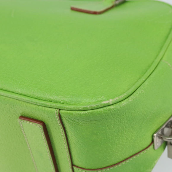 PRADA Hand Bag Leather Silver Light green Auth 172031