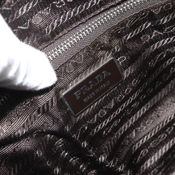 PRADA Hand Bag Leather Silver Light green Auth 172031