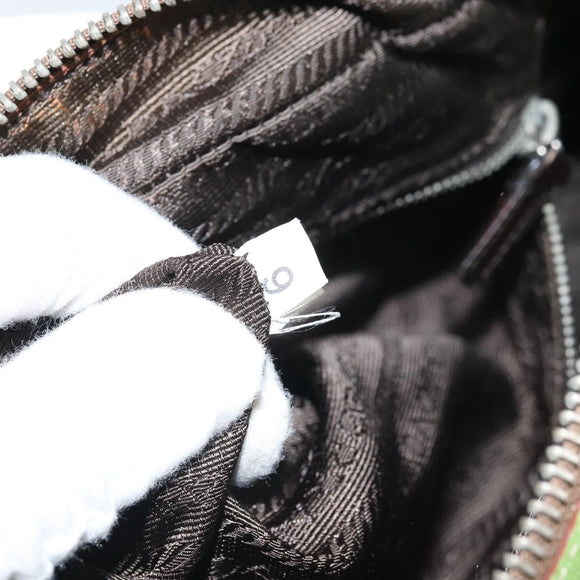 PRADA Hand Bag Leather Silver Light green Auth 172031