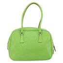 PRADA Hand Bag Leather Silver Light green Auth 172031-2