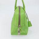 PRADA Hand Bag Leather Silver Light green Auth 172031-3
