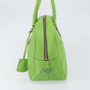 PRADA Hand Bag Leather Silver Light green Auth 172031-4