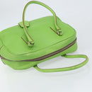 PRADA Hand Bag Leather Silver Light green Auth 172031-6