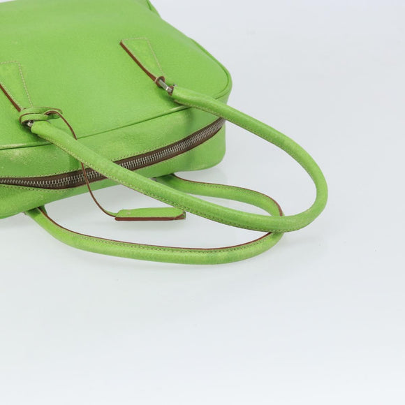 PRADA Hand Bag Leather Silver Light green Auth 172031