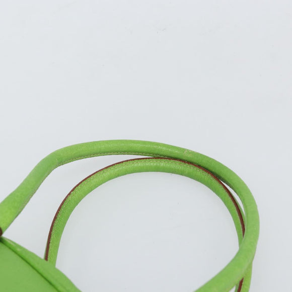 PRADA Hand Bag Leather Silver Light green Auth 172031