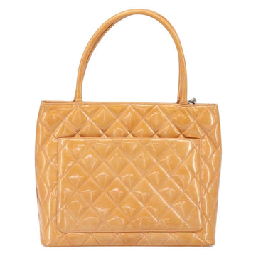 CHANEL Matelasse Reprint Tote Bag Patent leather Orange Silver CC Auth 172036 - 0
