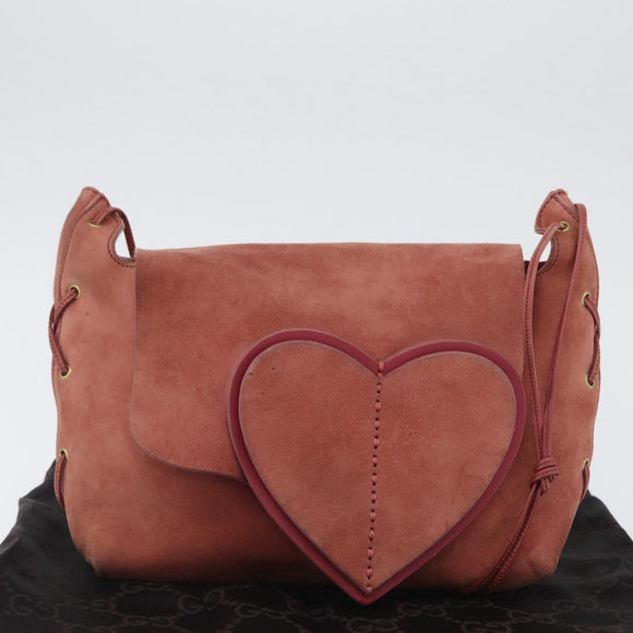 GUCCI Shoulder Bag Suede Pink Gold 95107 Auth 172039