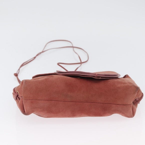 GUCCI Shoulder Bag Suede Pink Gold 95107 Auth 172039
