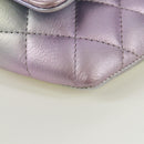 CHANEL Chain Shoulder Pouch Matelasse Leather Purple Silver CC Auth 172041SAM-16