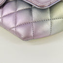 CHANEL Chain Shoulder Pouch Matelasse Leather Purple Silver CC Auth 172041SAM-17