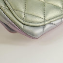 CHANEL Chain Shoulder Pouch Matelasse Leather Purple Silver CC Auth 172041SAM-18