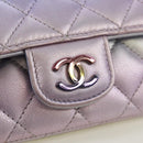 CHANEL Chain Shoulder Pouch Matelasse Leather Purple Silver CC Auth 172041SAM-20
