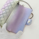 CHANEL Chain Shoulder Pouch Matelasse Leather Purple Silver CC Auth 172041SAM-21