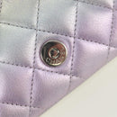 CHANEL Chain Shoulder Pouch Matelasse Leather Purple Silver CC Auth 172041SAM-8