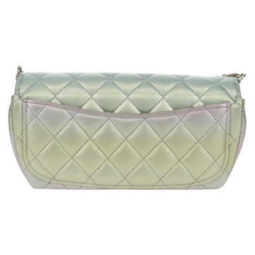 CHANEL Chain Shoulder Pouch Matelasse Leather Purple Silver CC Auth 172041SAM - 0