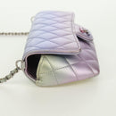 CHANEL Chain Shoulder Pouch Matelasse Leather Purple Silver CC Auth 172041SAM-3