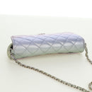 CHANEL Chain Shoulder Pouch Matelasse Leather Purple Silver CC Auth 172041SAM-14