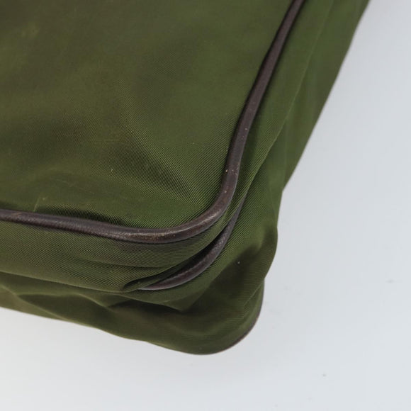 PRADA Shoulder Bag Nylon Khaki Silver Auth 172042
