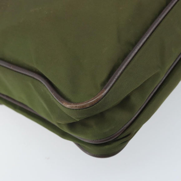 PRADA Shoulder Bag Nylon Khaki Silver Auth 172042