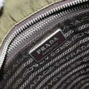PRADA Shoulder Bag Nylon Khaki Silver Auth 172042-18