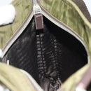 PRADA Shoulder Bag Nylon Khaki Silver Auth 172042-19
