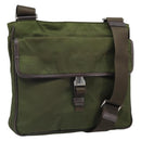 PRADA Shoulder Bag Nylon Khaki Silver Auth 172042-1