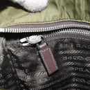 PRADA Shoulder Bag Nylon Khaki Silver Auth 172042-21