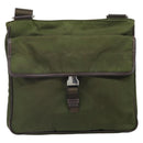 PRADA Shoulder Bag Nylon Khaki Silver Auth 172042-13