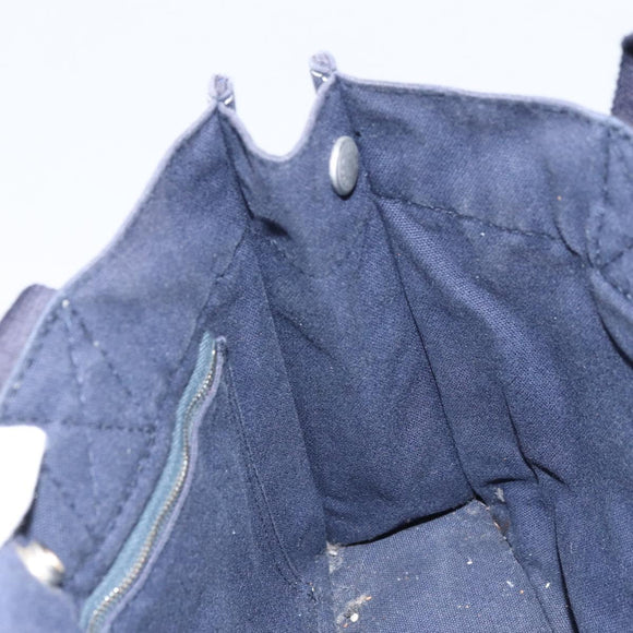 HERMES Fourre Tout PM Hand Bag Canvas Navy Silver Auth 172044