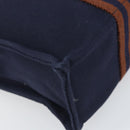 HERMES Fourre Tout PM Hand Bag Canvas Navy Silver Auth 172045V-11