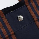 HERMES Fourre Tout PM Hand Bag Canvas Navy Silver Auth 172045V-14