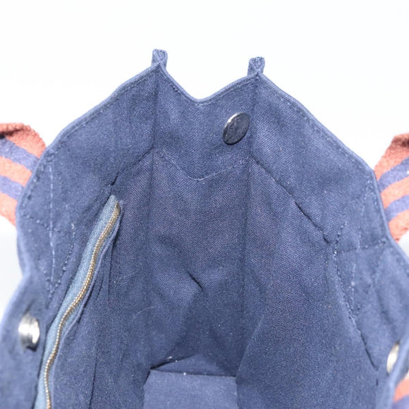 HERMES Fourre Tout PM Hand Bag Canvas Navy Silver Auth 172045V