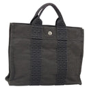 HERMES Her Line PM Hand Bag Canvas Gray Auth 172046-1