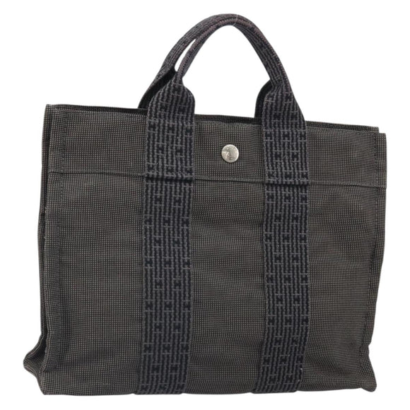 HERMES Her Line PM Hand Bag Canvas Gray Auth 172046