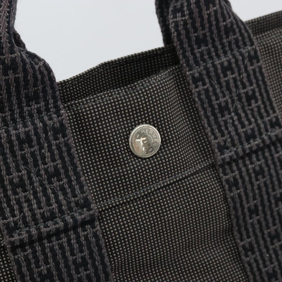 HERMES Her Line PM Hand Bag Canvas Gray Auth 172046