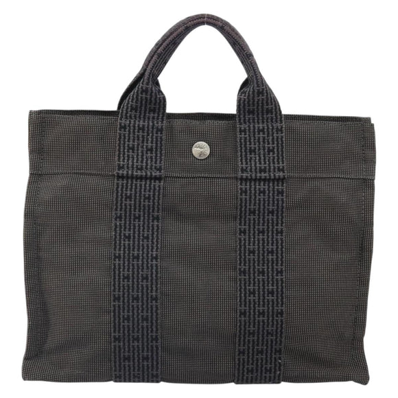 HERMES Her Line PM Hand Bag Canvas Gray Auth 172046